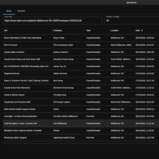 Seek and Indeed GUI Image